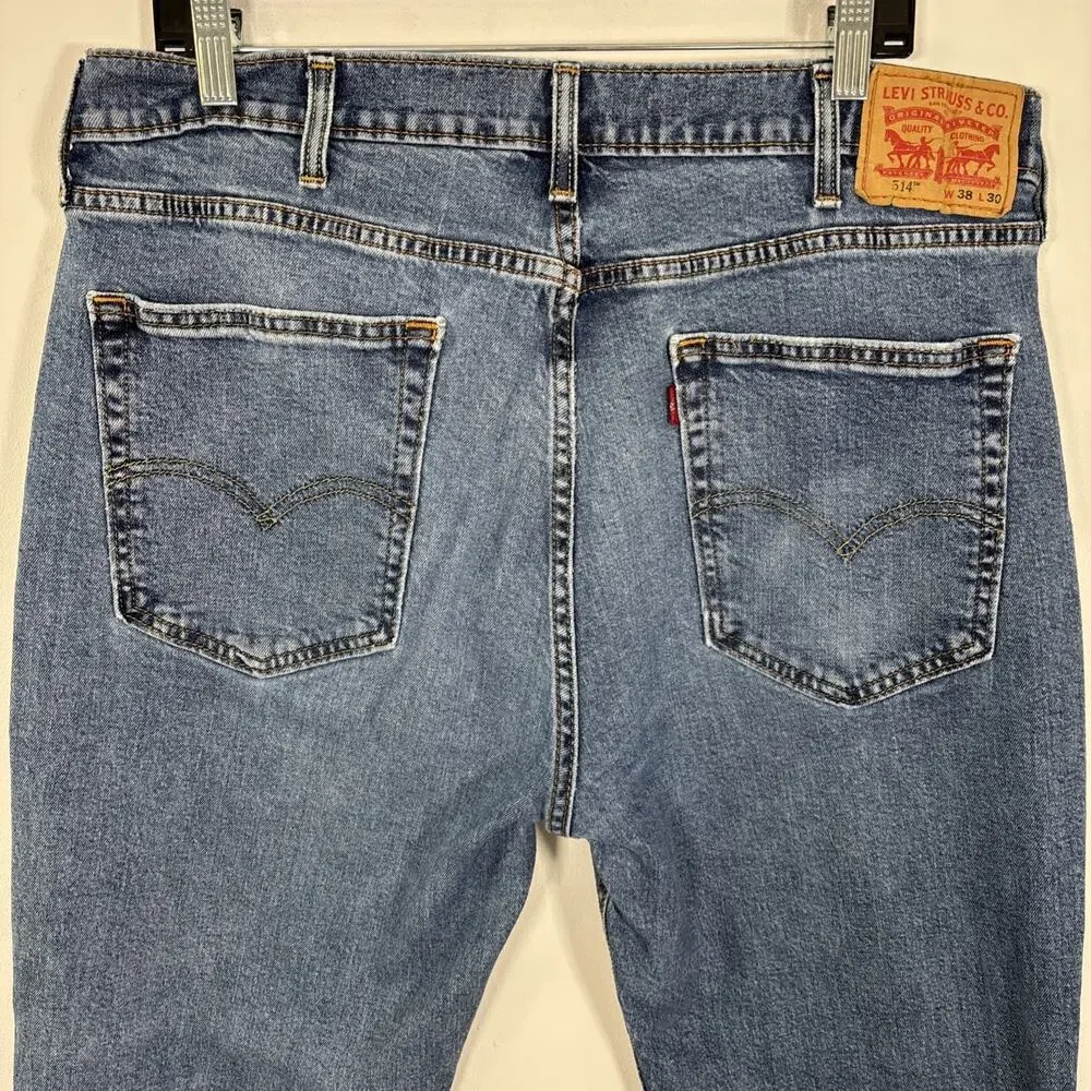 Levi’s 514 Jean‎ 38 X 30 Straight Leg Classic Denim Everyday Stretch Medium Wash